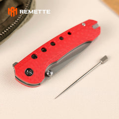 REMETTE RT-BEE 14C28N Blade Knife Outdoor Folding Pocket EDC Knives with Fruit Food Fork Toothpick RT-BEE-R