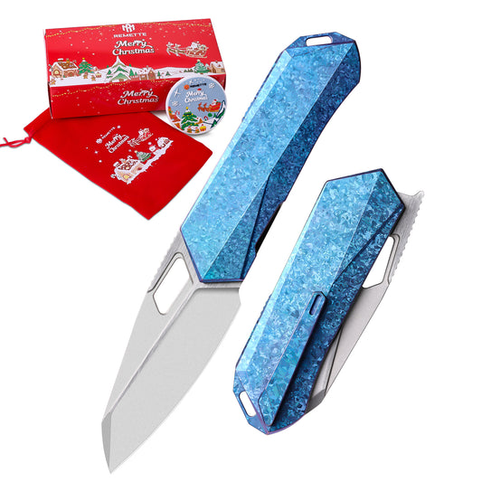 REMETTE RT-Woodpecker Folding Pocket Knife M390 Blade Crystallized Titanium Handle RTWP-IB