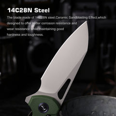 REMETTE RT-Camel Knife Button Liner Lock 14C28N Blade G10 Handle Outdoor Camping Knives RTCMLB