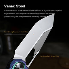 REMETTE RT-Peregrine Falcon Folding Pocket Knife Innovative Button Liner Lock Structure Design Vanax Steel Blade Titanium Handle Knives RTT1-VNC with Safety Lock