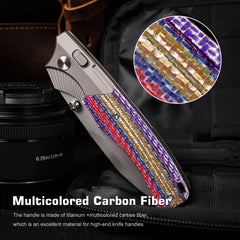 REMETTE WD107 Knife Titanium Carbon Fiber Handle M390 Blade WD107-NC