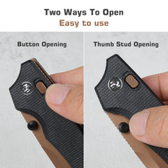 REMETTE Button+Liner Lock Folding Pocket Knife Sharp 14C28N Blade Reversible Pocket Clip Durable Micarta Handle Men Women EDC Hiking Fishing Camping Knives WD107-Peak-2