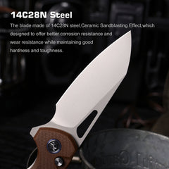 REMETTE RT-Camel Knife Button Liner Lock 14C28N Blade G10 Handle Outdoor Camping Knives RTCMLC