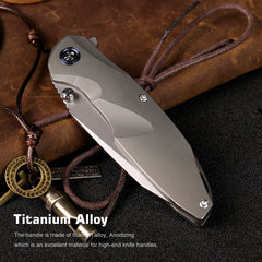 REMETTE RT-Cool Whale Knife M390 Blade Titanium Handle Folding Pocket Outdoor Camping EDC Knife RTCL-T2