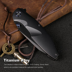 REMETTE RT-Cool Whale Knife M390 Blade Titanium Handle Folding Pocket Outdoor Camping EDC Knife RTCL-T4
