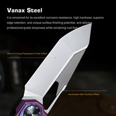 REMETTE RT-Peregrine Falcon Folding Pocket Knife Innovative Button Liner Lock Structure Design Vanax Steel Blade Titanium Handle Knives RTT1-VND with Safety Lock