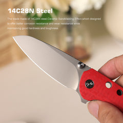 REMETTE RT-BEE 14C28N Blade Knife Outdoor Folding Pocket EDC Knives with Fruit Food Fork Toothpick RT-BEE-R