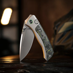 REMETTE RT-Steed Innovative Button Frame Lock M390 Blade Titanium Carbon Fiber Handle  Folding Pocket Knife RTWS-TY