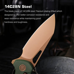 REMETTE RT-Camel Knife Button Liner Lock 14C28N Blade G10 Handle Outdoor Camping Knives RTCMLD