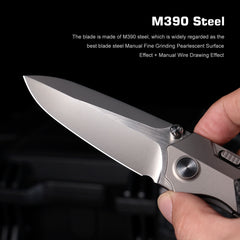 REMETTE RT-Meteor Knife Titanium Handle M390 Blade Folding Pocket Knives RTPT-EL