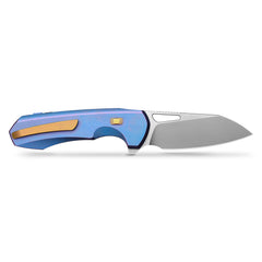 REMETTE RT-Camel Knife Screwless Exterior Button Liner Lock M390 Blade Titanium Handle Knives Blue RTCMLT3