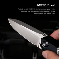 REMETTE RT-Meteor Knife Titanium Handle M390 Blade Folding Pocket Knives RTPT-BL