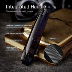 REMETTE RT-ONE Knife Button+Frame Lock M390 Blade Integrated Titanium+Timascus Handle Outdoor Camping Knives RT ONEA1