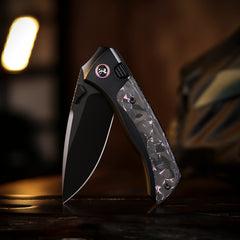 REMETTE RT-Steed Folding Pocket Knife Innovative Button Frame Lock Structure Design M390 DLC Blade Titanium + Carbon Fiber Handle Knives RTWS-BY