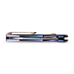 REMETTE RT-Camel Knife Screwless Exterior Button Liner Lock M390 Blade Titanium Handle Knives Blue RTCMLT3