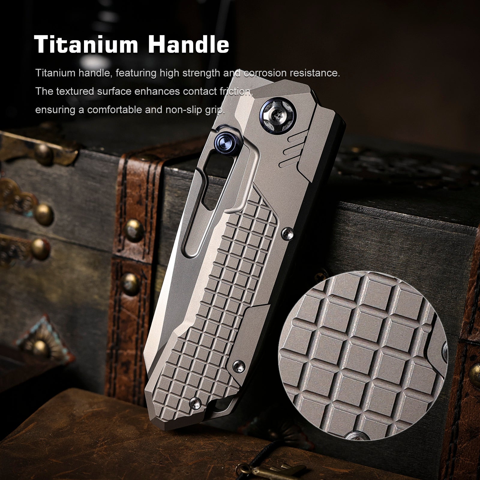 REMETTE RT-Cool Leopard Knife Frame Lock M390 Blade Titanium