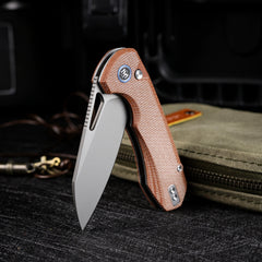 REMETTE RT-Camel Knife Button Liner Lock 14C28N Blade Micarta Handle Outdoor Camping Knives RTCMLF