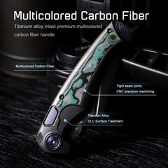 REMETTE RT-Scepter Innovative Button Frame Lock M390+Timascus Blade Titanium+Carbon Fiber Handle Knife SCPT-E