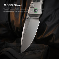 REMETTE RT-Steed Innovative Button Frame Lock M390 Blade Titanium Carbon Fiber Handle  Folding Pocket Knife RTWS-TY