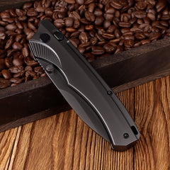 REMETTE Titanium Pocket Knife WD107 Series, EDC Button Lock Knife, DLC M390 Blade, Men Women Daily Carry Lightweight Folding Knife, Sharp Fishing Camping Knives (Black/DLC)