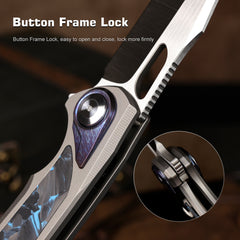 REMETTE RT-Saker Falcon Folding Pocket Knife Innovative Button Lock Structure Design S45VN Blade Titanium Handle Knives ASTP-1 with Safety Lock