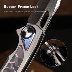 REMETTE RT-Saker Falcon Folding Pocket Knife Innovative Button Lock Structure Design S45VN Blade Titanium Handle Knives ASTP-2 with Safety Lock