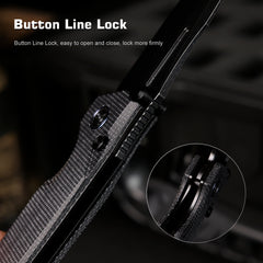 REMETTE Button+Liner Lock EDC Knife Folding Pocket Outdoor Survival EDC Knife Hand Lapping 14C28N Blade Military Green Micarta Handle Rhino-MC25B