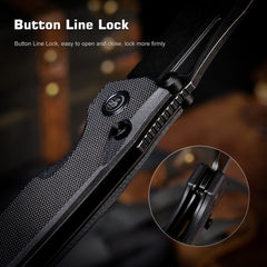REMETTE RT-Rhino Folding Pocket Knife Innovative Button Liner Lock Structure Design D2 Blade G10 Handle Knives RNDG1