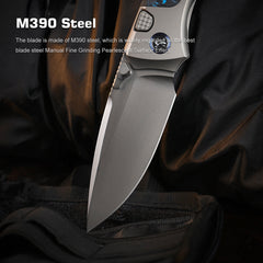 REMETTE RT-Steed Innovative Button Frame Lock M390 Blade Titanium Carbon Fiber Handle  Folding Pocket Knife RTWS-TB