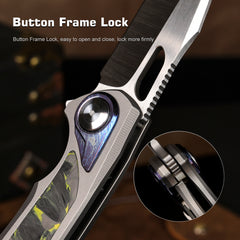REMETTE RT-Saker Falcon Folding Pocket Knife Innovative Button Lock Structure Design S45VN Blade Titanium Handle Knives ASTP-3 with Safety Lock