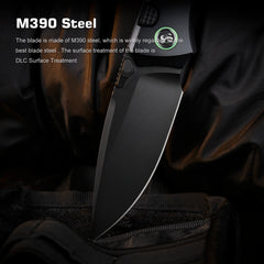 REMETTE RT-Steed Innovative Button Frame Lock M390 Blade Titanium Carbon Fiber Handle  Folding Pocket Knife RTWS-BH
