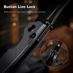 REMETTE RT-Rhino Folding Pocket Knife Innovative Button Liner Lock Structure Design D2 Blade G10 Handle Knives RNGD1