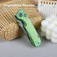 REMETTE RT-Rhino Folding Pocket Knife M390 Blade Crystallized Titanium Handle RNTB4