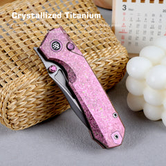 REMETTE RT-Rhino Folding Pocket Knife M390 Blade Crystallized Titanium Handle RNTB1