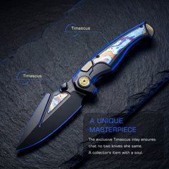 REMETTE RT-Scepter Innovative Button Frame Lock M390 Blade Timascus Handle Knife SCPT-B