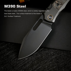 REMETTE RT-Orca Knife Button+Frame Lock M390 Blade Titanium Handle Outdoor Camping Knives ORCATB