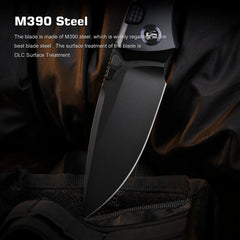 REMETTE RT-Steed Innovative Button Frame Lock Structure Design M390 DLC Blade Titanium Carbon Fiber Handle Knife RTWS-BL