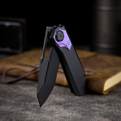 REMETTE RT-Peregrine Falcon Folding Pocket Knife Innovative Button Liner Lock Structure Design Vanax Steel Blade Titanium Handle Knives RTT1-VNB with Safety Lock