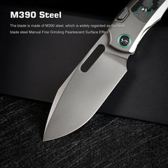 REMETTE RT-Orca Knife Button+Frame Lock M390 Blade Titanium Handle Outdoor Camping Knives ORCAKD