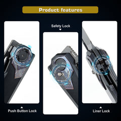 REMETTE RT-Peregrine Falcon Folding Pocket Knife Innovative Button Lock Structure Design M390 Blade Titanium Handle Knives RTT1-DT with Safety Lock