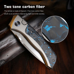 REMETTE RT-Steed Innovative Button Frame Lock M390 Blade Titanium Carbon Fiber Handle  Folding Pocket Knife RTWS-TB