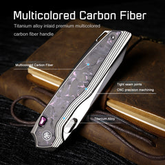 REMETTE RT-ONE Knife Button+Frame Lock M390 Blade Integrated Titanium+Carbon Fiber Handle Outdoor Camping Knives RT ONEA3