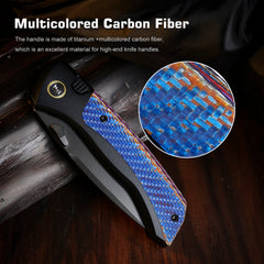 REMETTE RT-Steed Folding Pocket Knife Innovative Button Frame Lock Structure Design M390 DLC Blade Titanium + Carbon Fiber Handle Knives RTWS-BC