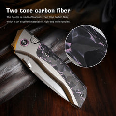 REMETTE RT-Steed Innovative Button Frame Lock M390 Blade Titanium Carbon Fiber Handle  Folding Pocket Knife RTWS-TP