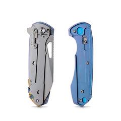 REMETTE RT-Camel Knife Screwless Exterior Button Liner Lock M390 Blade Titanium Handle Knives Blue RTCMLT3