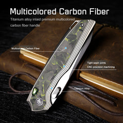 REMETTE RT-ONE Knife Button+Frame Lock M390 Blade Integrated Titanium+Carbon Fiber Handle Outdoor Camping Knives RT ONEA4