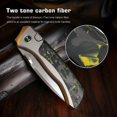 REMETTE RT-Steed Innovative Button Frame Lock M390 Blade Titanium Carbon Fiber Handle  Folding Pocket Knife RTWS-TY