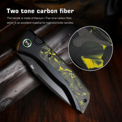 REMETTE RT-Steed Innovative Button Frame Lock M390 Blade Titanium Carbon Fiber Handle  Folding Pocket Knife RTWS-BH