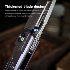 REMETTE RT-Cool Leopard Knife Frame Lock M390 Blade Titanium Handle Outdoor Camping Knives RTKS-L