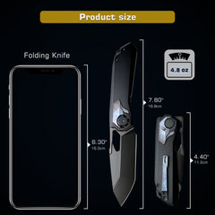 REMETTE RT-Peregrine Falcon Folding Pocket Knife Innovative Button Lock Structure Design M390 Blade Titanium Handle Knives RTT1-DT with Safety Lock